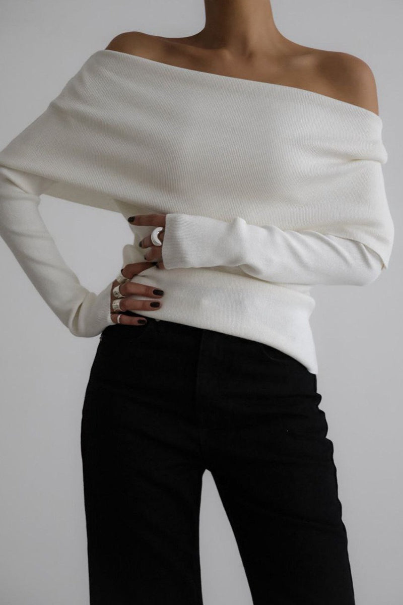 Sexy Off Shoulder Ribbed Sweater