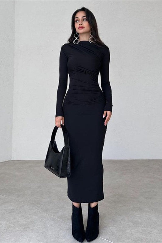 Sexy Crew Neck Long-Sleeve Bodycon Dress