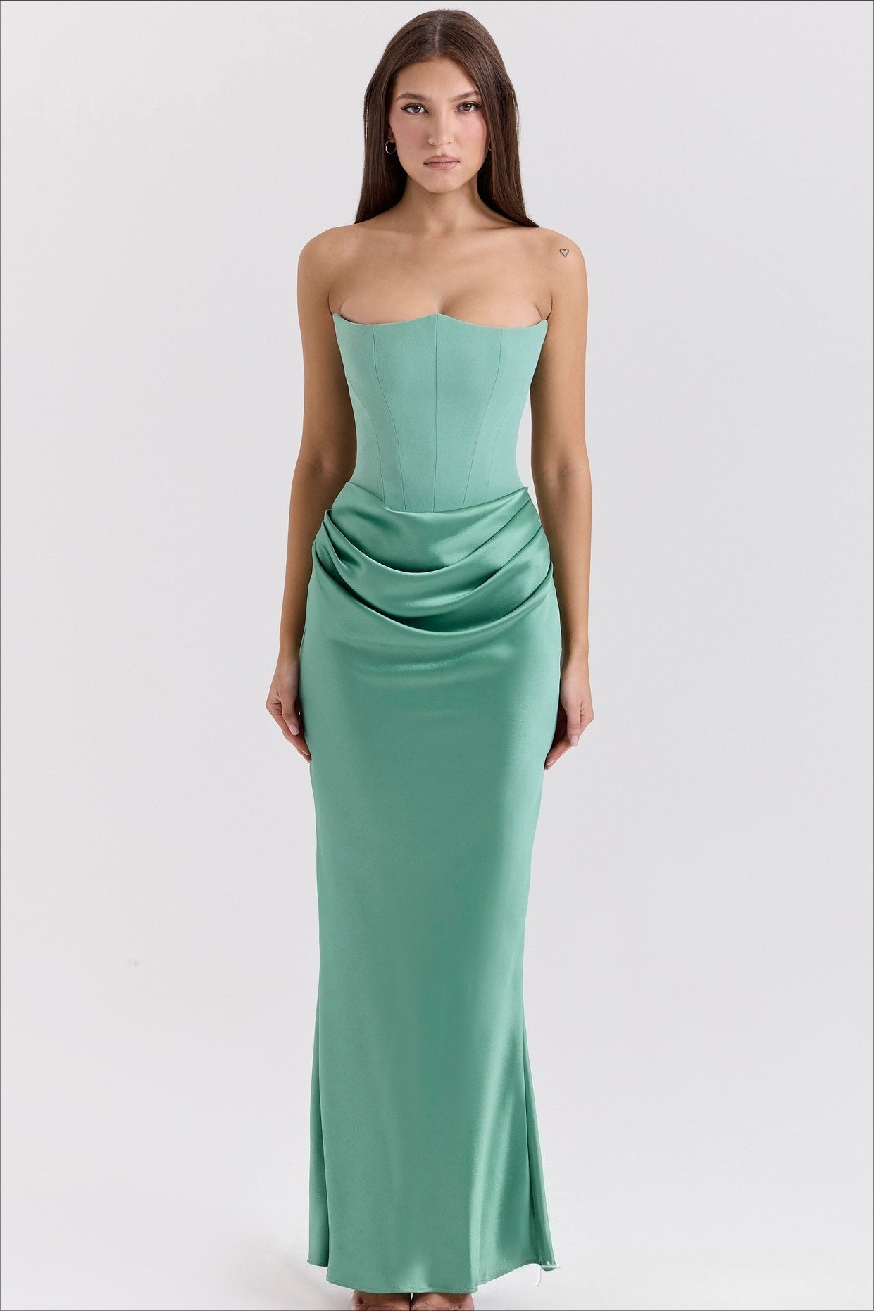 | Strapless Boned Corset Maxi Dress