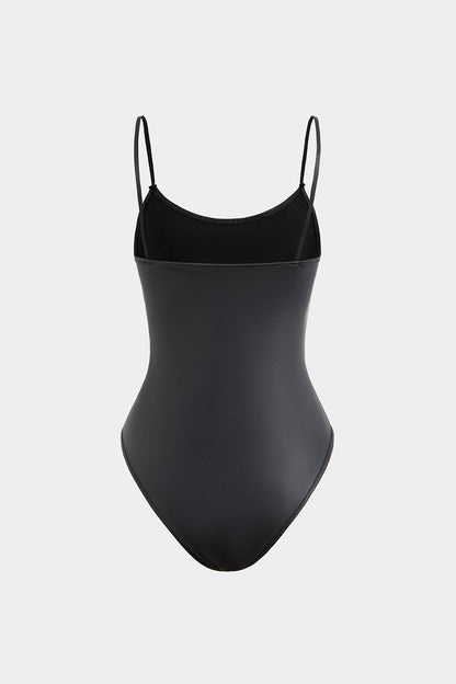 Faux Leather Slip Sleeveless Bodysuit