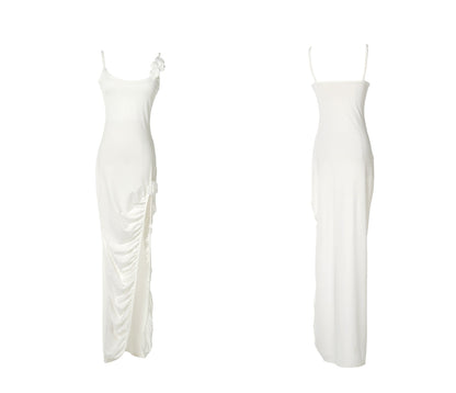 3D Floral High-Slit Vacation Goddess Maxi Dress