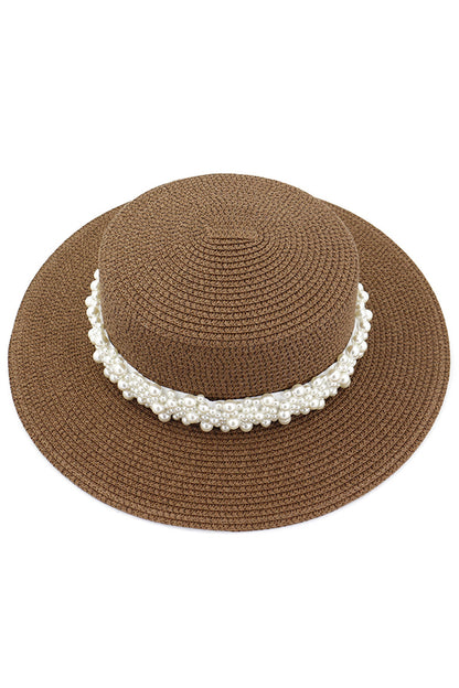 Pearl Embellished Beach Hat