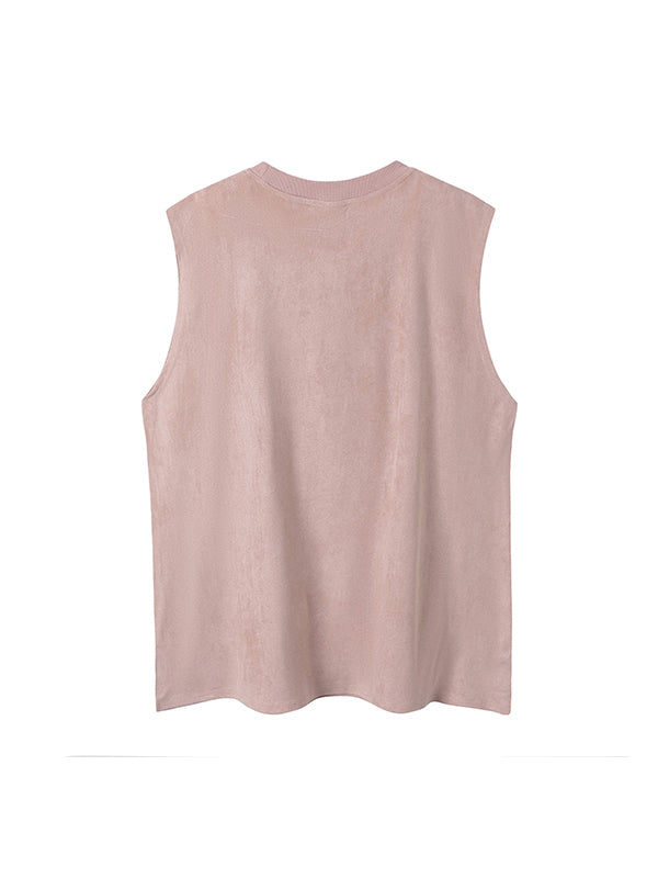 Retro Letter Print Loose Casual Tank Top