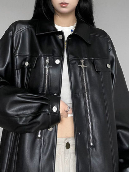 American Retro Pu Leather Jacket