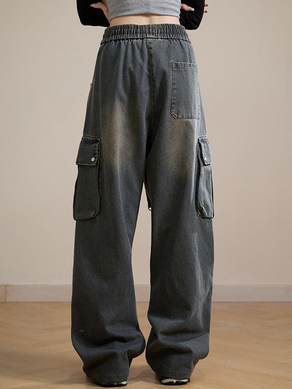 Loose straight design Cargo Jeans