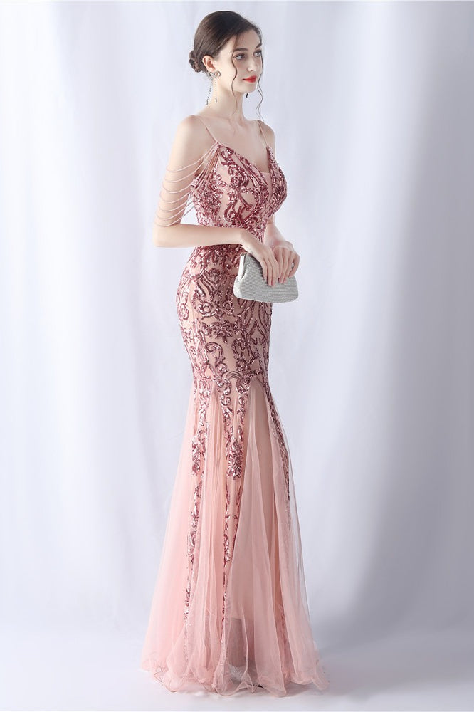 | Beaded Mesh Maxi Dress