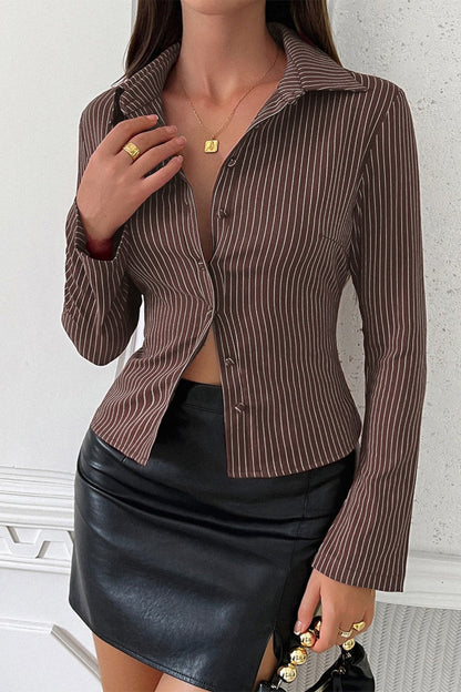Striped Y2K Long Sleeve Blouse