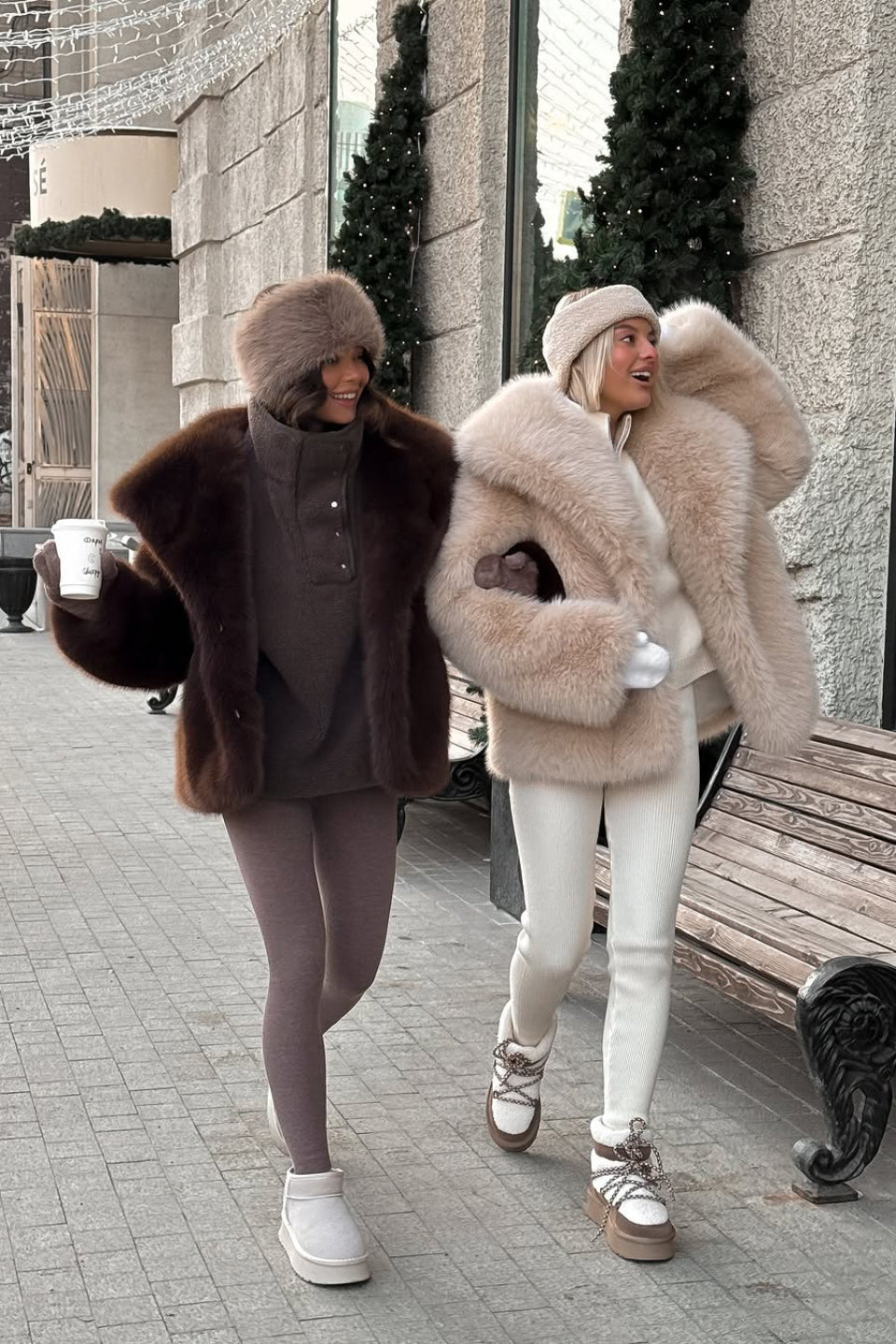 Faux Fox Fur Puffy Collar Coat