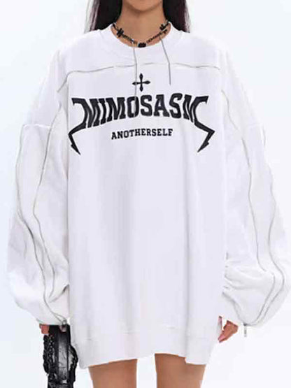 Letter Print Zipper Design Sweatshirt