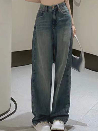 Vintage Faded Wash Straight Leg Boyfriend Jeans