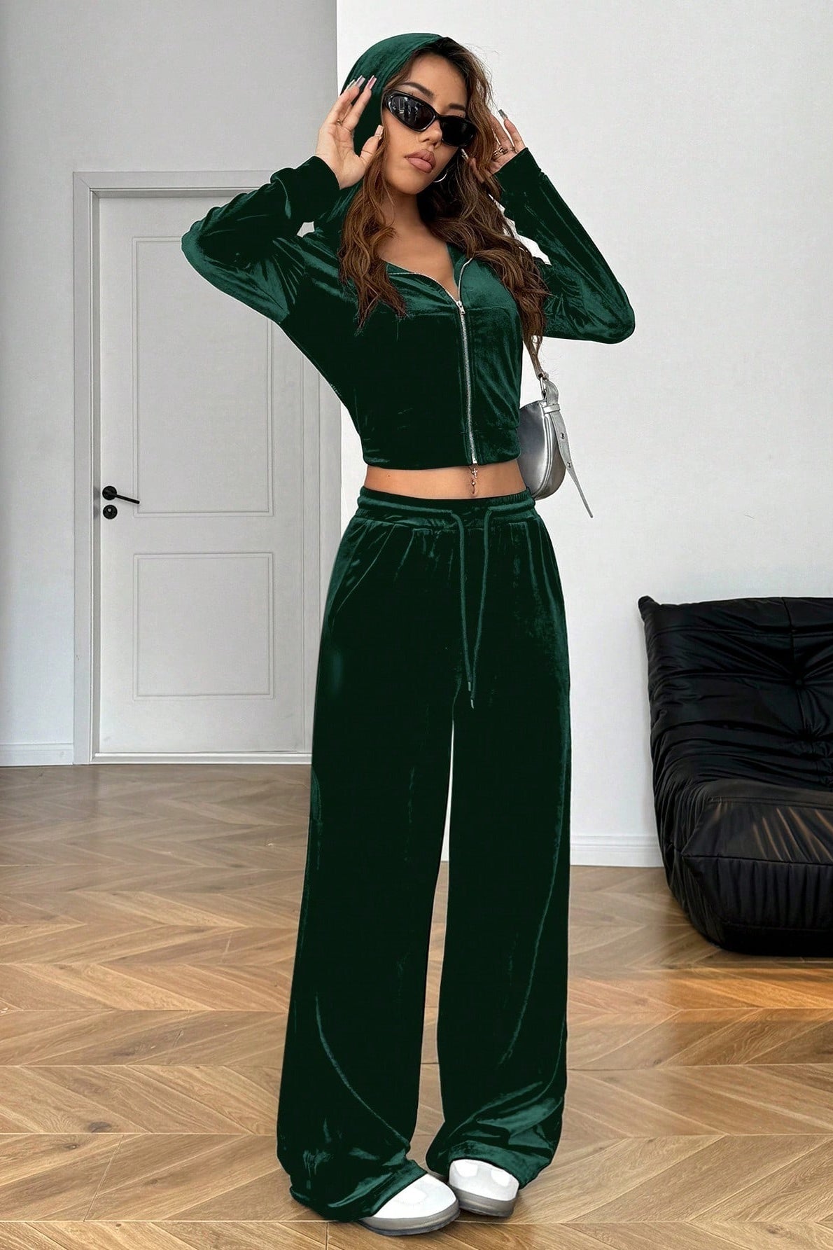 | Relaxed Solid Crop Two Piece Set