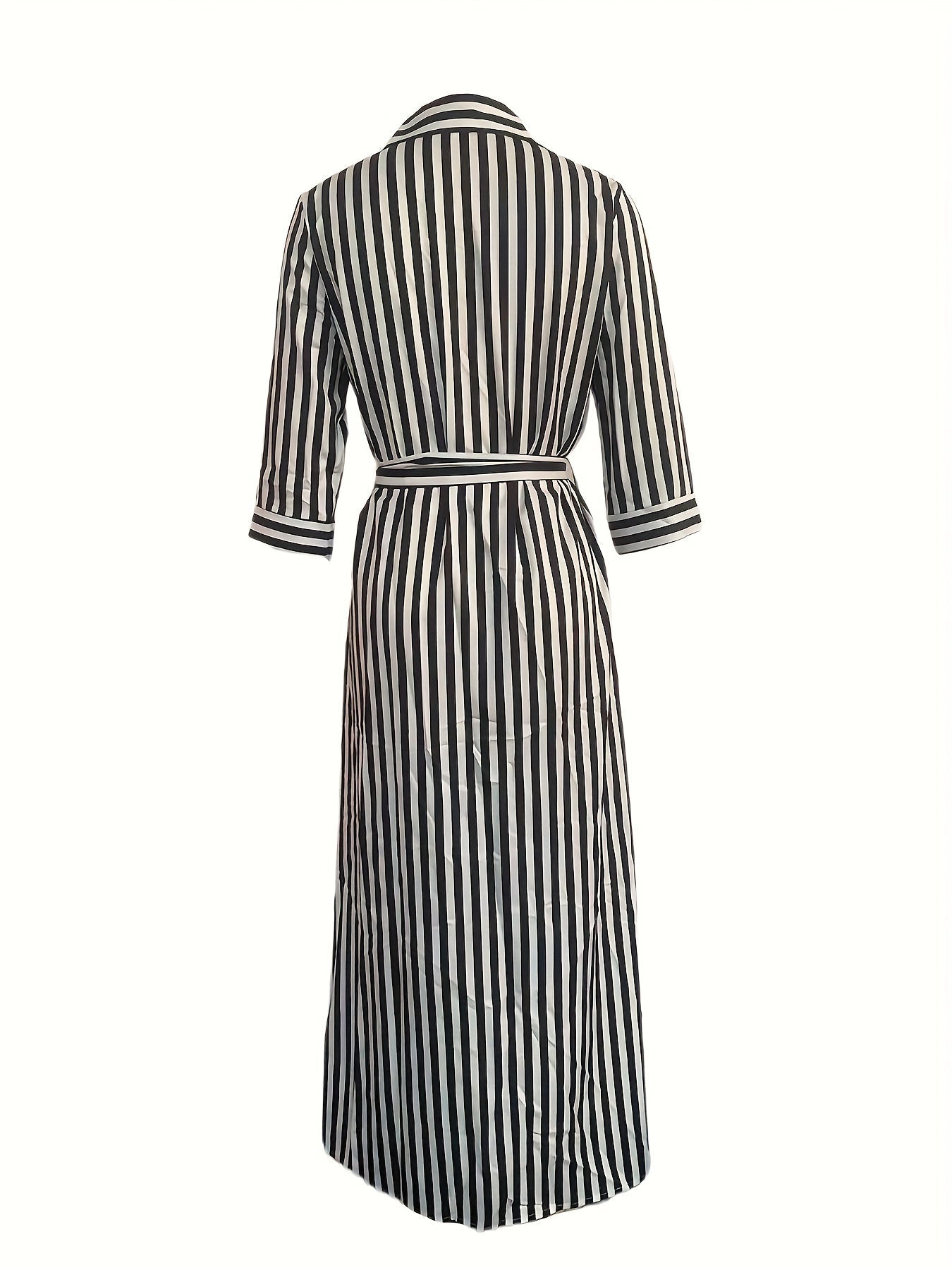 Marble Print Long Sleeve Belted Button Front Shirt Maxi Dress