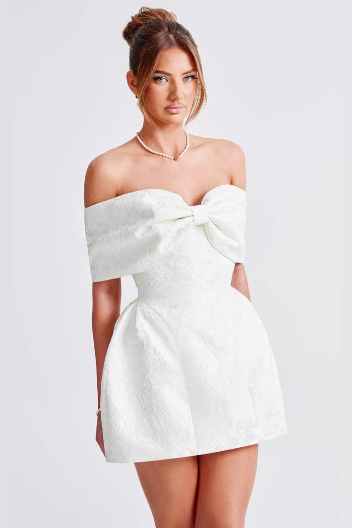 Backless Off-Shoulder Bow Birthday Dress