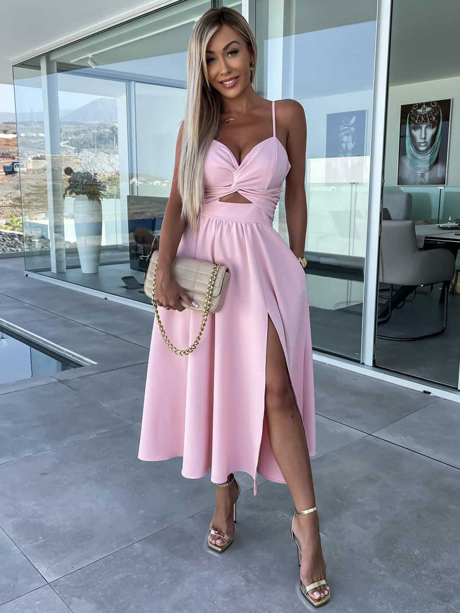 Cutout Twist Midi Slip Dress for Women - Sexy V Neck Split Cocktail Sun Dress - Summer Resort Wedding Guest 2026
