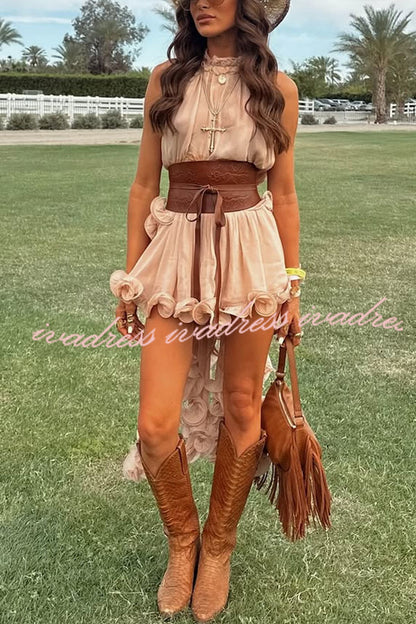 Romantic Drama Chiffon Wavy Ruffles Elastic Waist Loose Shorts