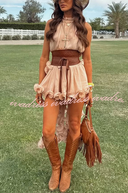 Romantic Drama Chiffon Wavy Ruffles Elastic Waist Loose Shorts