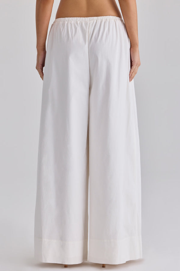 Exquisite and casual mid rise pocket wide leg pants