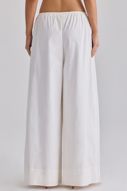 Exquisite and casual mid rise pocket wide leg pants