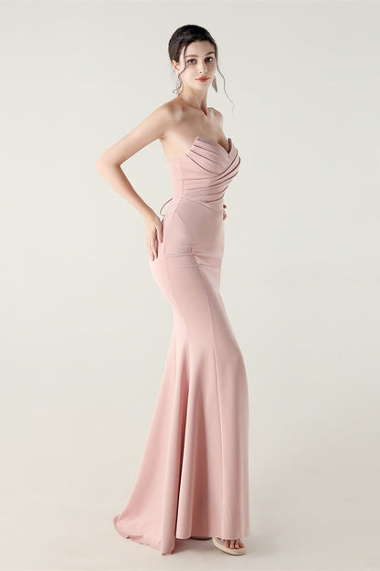 Strapless Sweetheart Pleated Party Dress