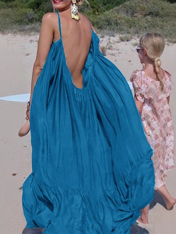 Sleeveless Halter Maxi Dress