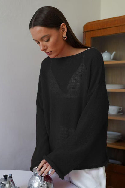 Sheer Mesh Lace Knit Sweater
