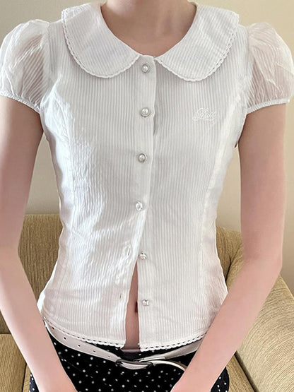 Bubble Sleeves Short Sleeves Shirts
