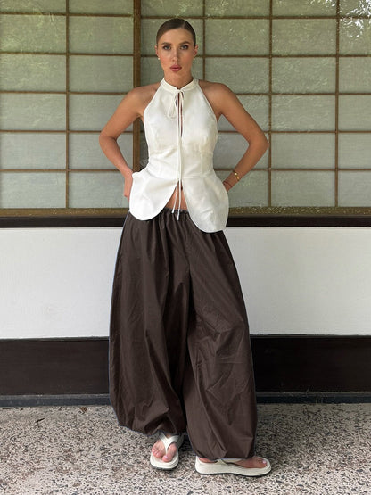 Pure Cotton Lantern Pants Color Loose-fit Comfort Pants