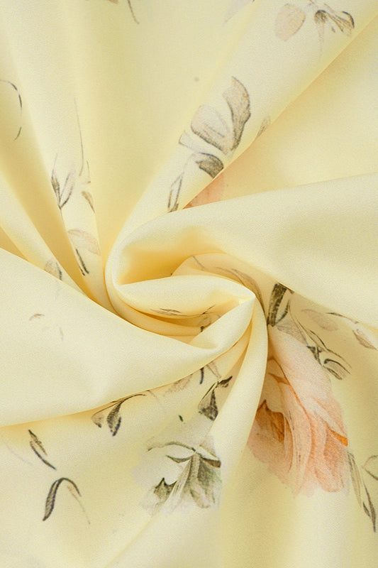 Sweet V Neck Flare Sleeve Wrap Tie Slim Maxi Floral Dress