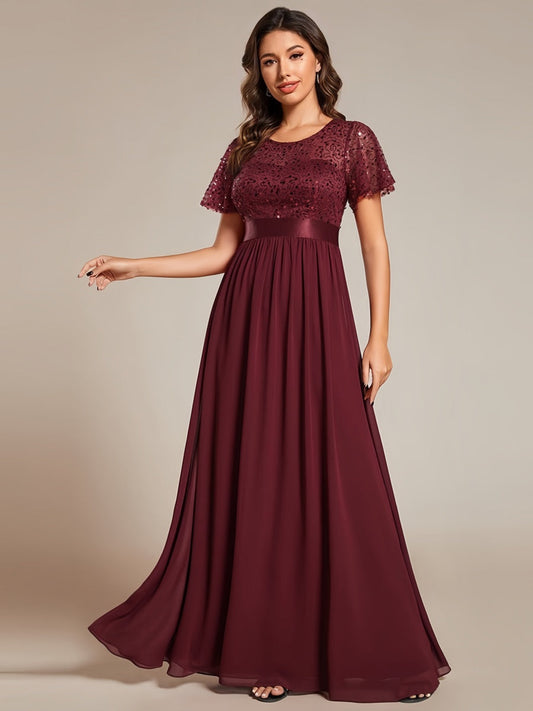 High Waist Sequins Spliced Long Dress
