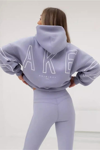 Printed Thick Loose Hoodie