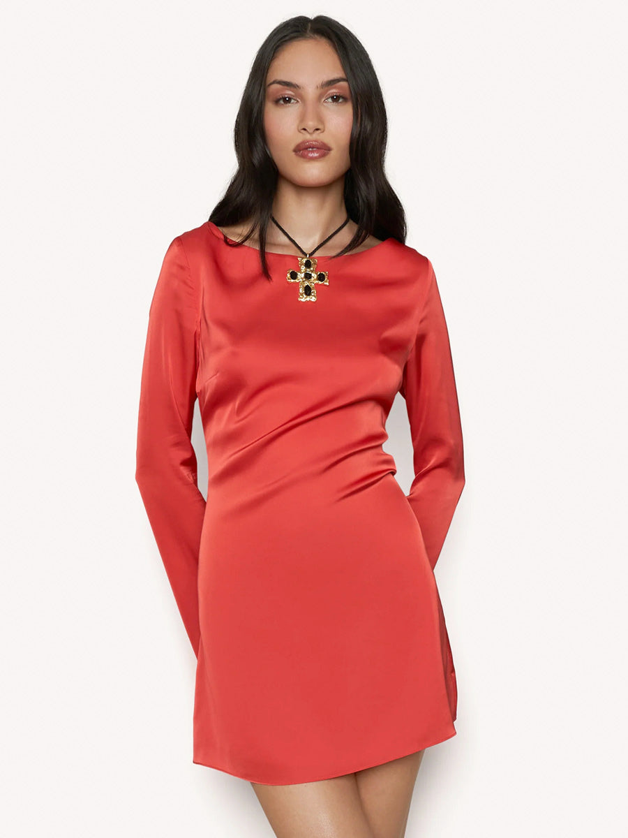 Simple Bodycon Dress Boatneck Open Back Lace Up Party Mini Dresses