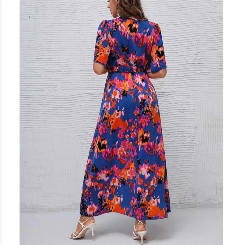 Bohemian V-Neck Maxi Dress for Beach and Casual Wear