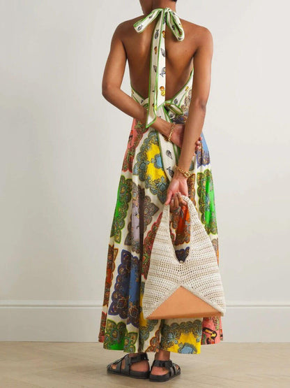 Savannah - Printed Halterneck Midi Dress
