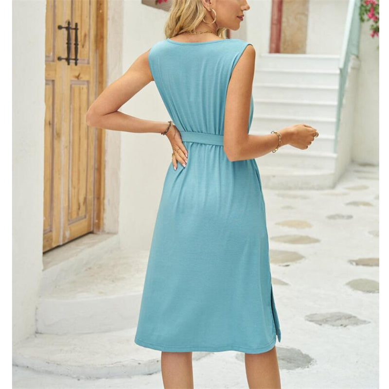 Summer Split Sleeveless Mini Dress in Multiple Colors