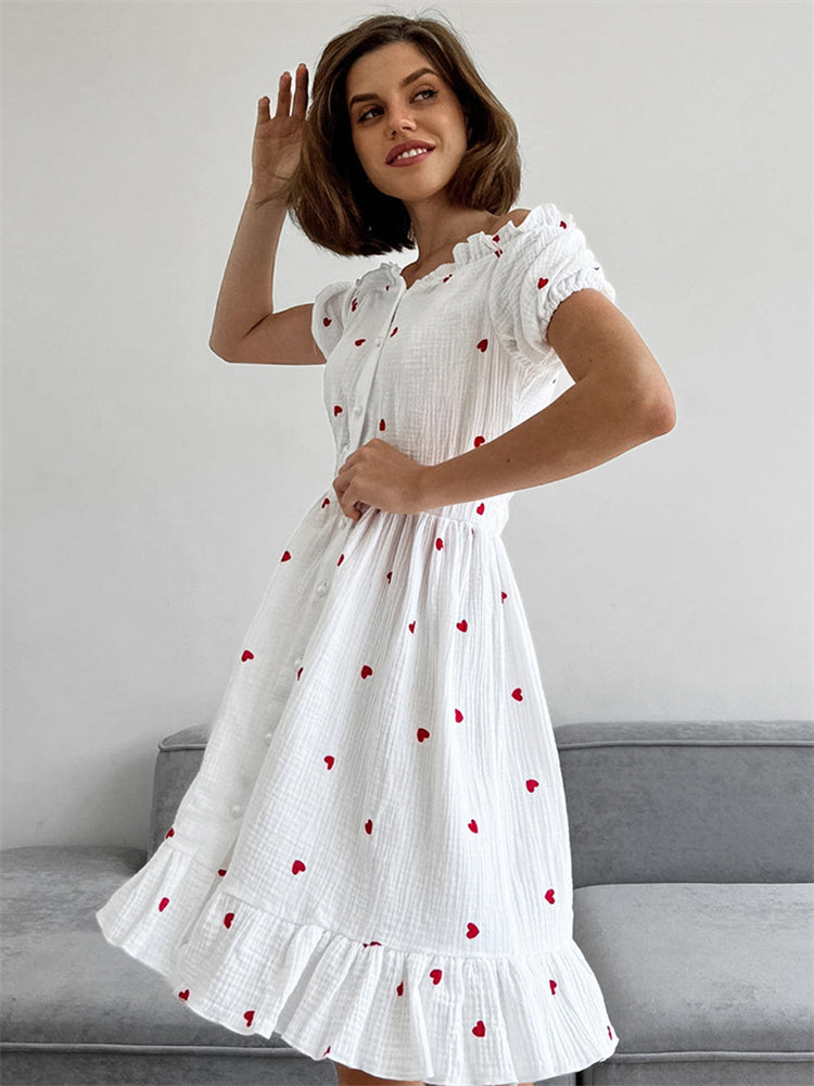 Tossy Ruffled Printed Patchwork Mini Dress For Women Off-Shoulder Fashion High Waist Gown Party Dress Summer Ladies Dress 2024