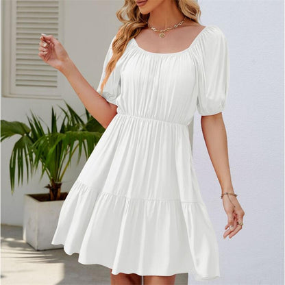 Bubble Sleeve Square Neck Mini Dress in Various Colors