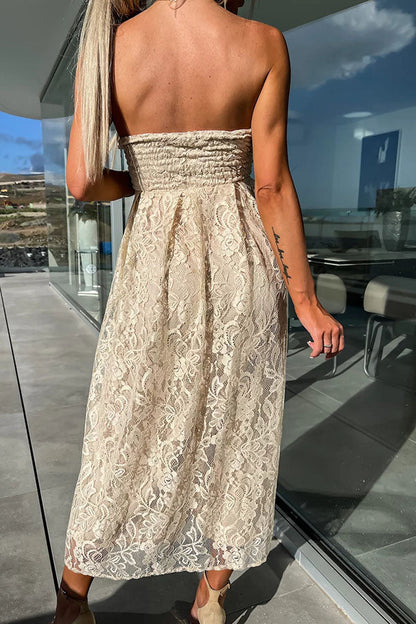 Feeling Like A Queen Lace Off Shoulder Midi Dress