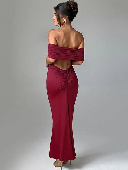 Elegant Strapless Black Maxi Dress