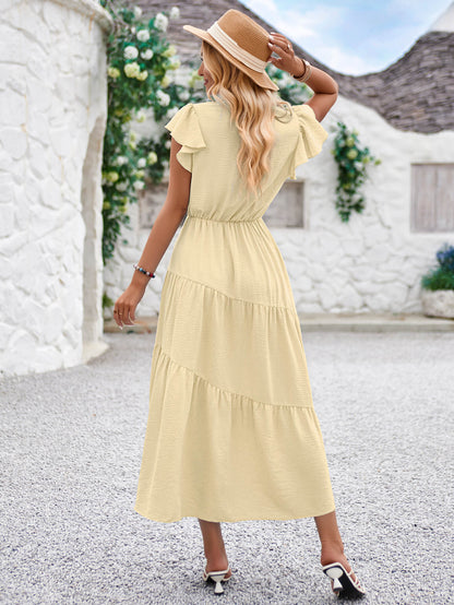 Joyful Tiered Maxi Dress - Aprciot