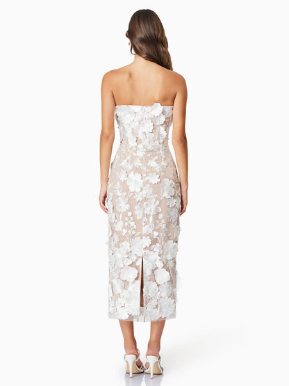 Applique Birthday Party Dress Off The Shoulder Backless Slit Midi Dresses