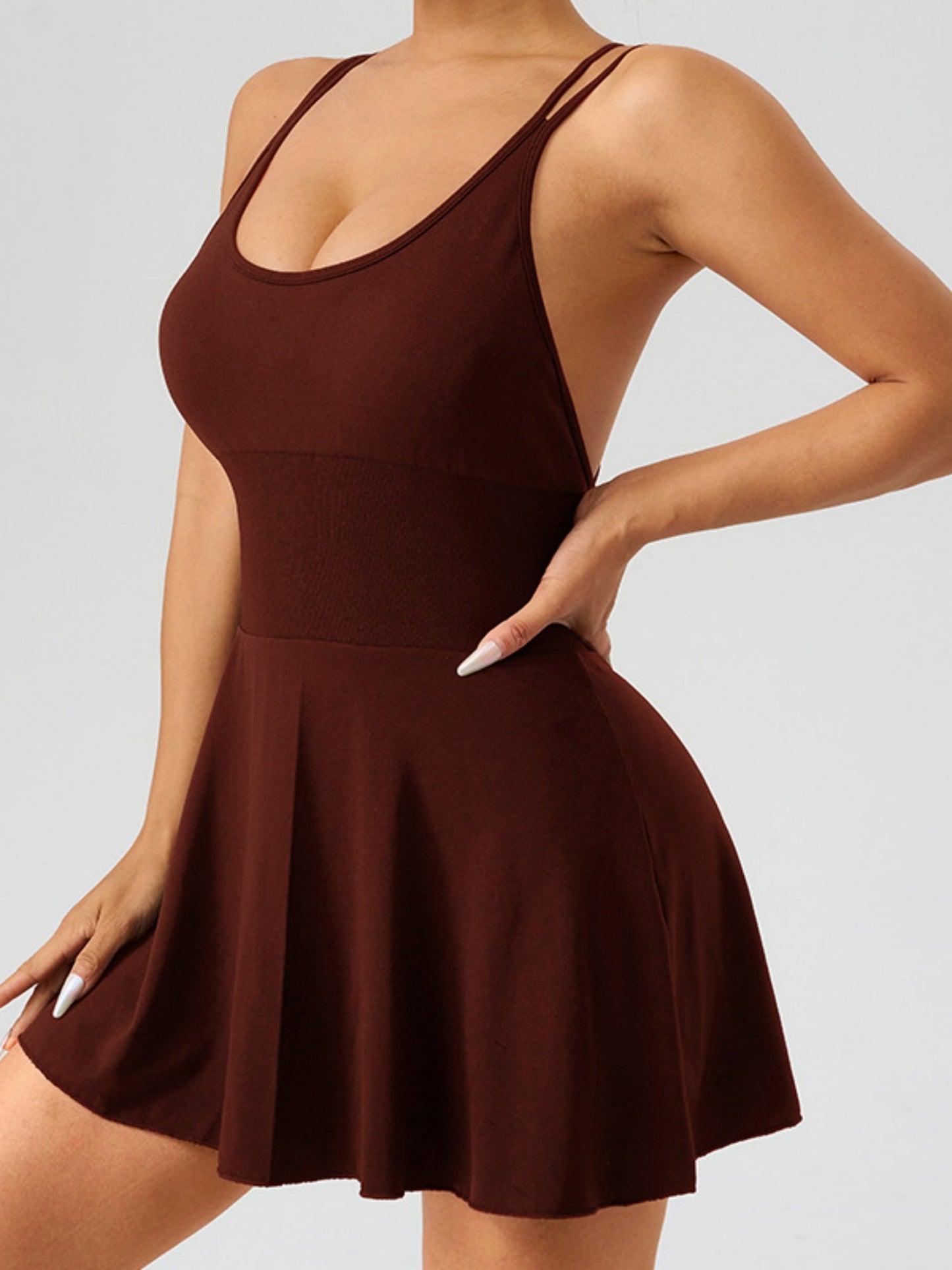 Seamless Elastic Tennis Skirt Cross Straps Anti-exposure Fitness Yoga Clothes Mini&Short Dresses