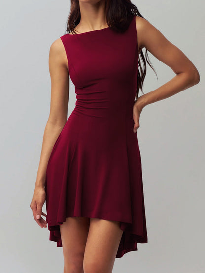 Off-the-shoulder Neckline Sleeveless Irregular Hem Mini&Short Dresses