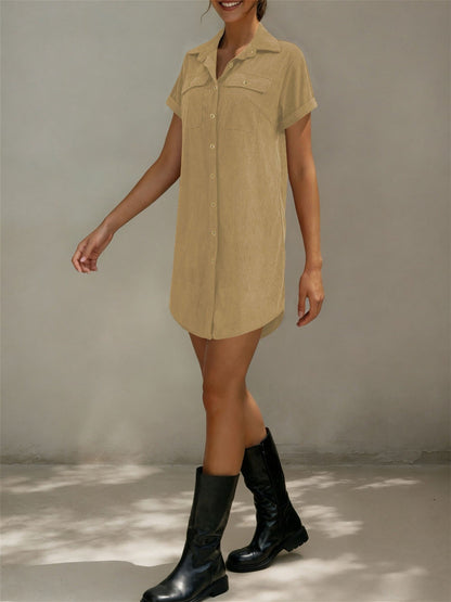 Solid Color Midi-length Tie Dress
