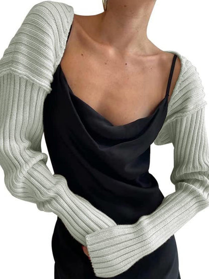 Knitted Long-Sleeve Cropped Top