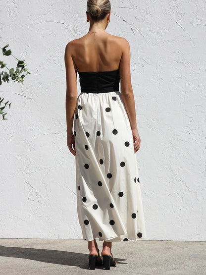 Classy Bandeau Polka Dot Dress