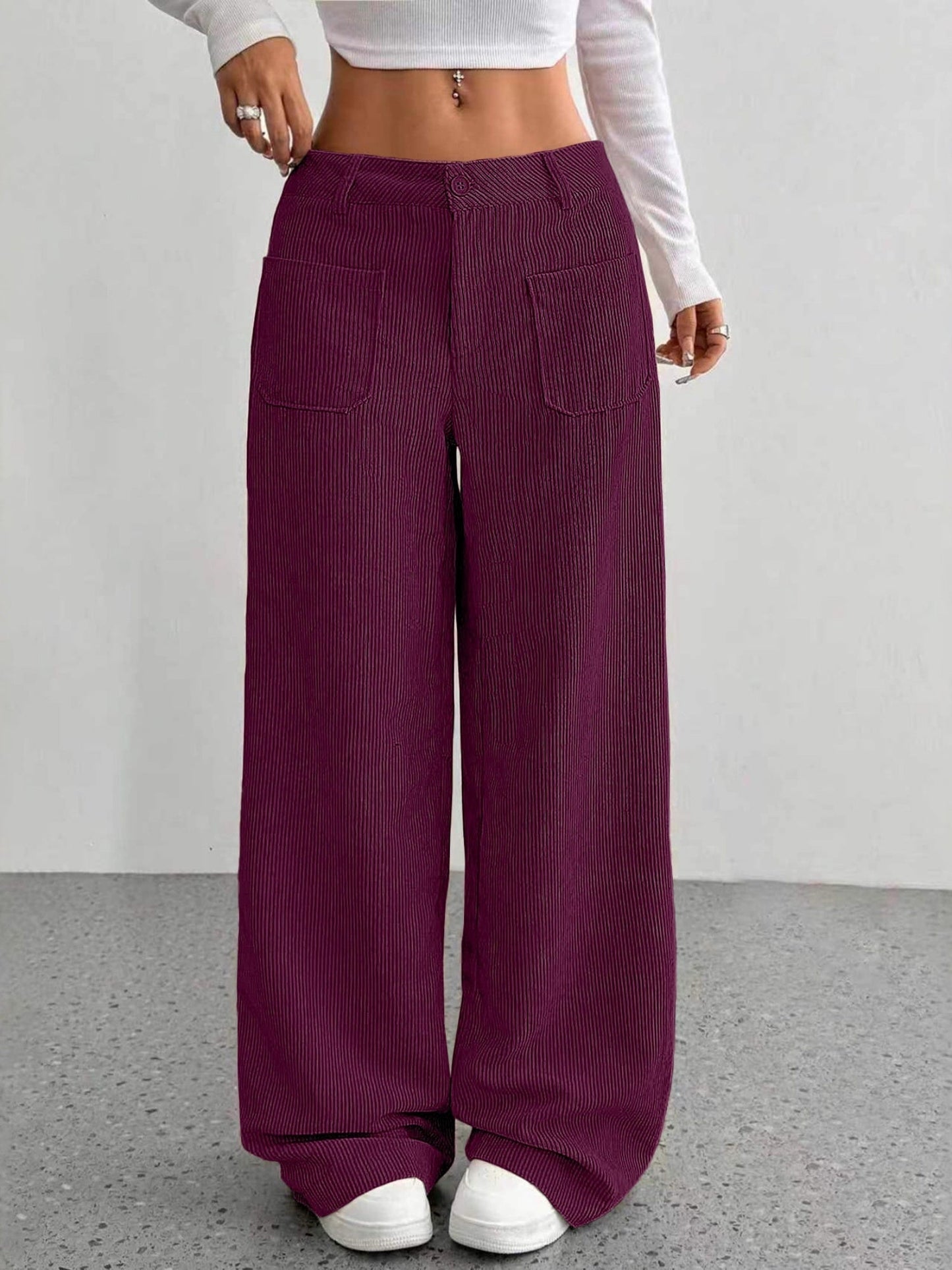 Pocket Loose Wide-leg Pants