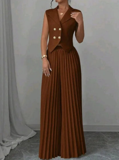 Pleated Pants Vest Grace Commuting Set 2-piece Sets