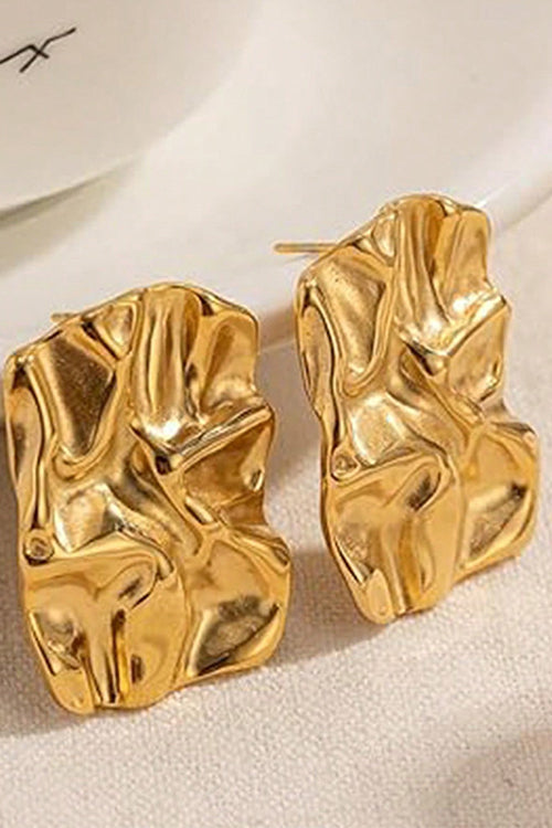 Margovil Textured Gold Rectangle Stud Earrings