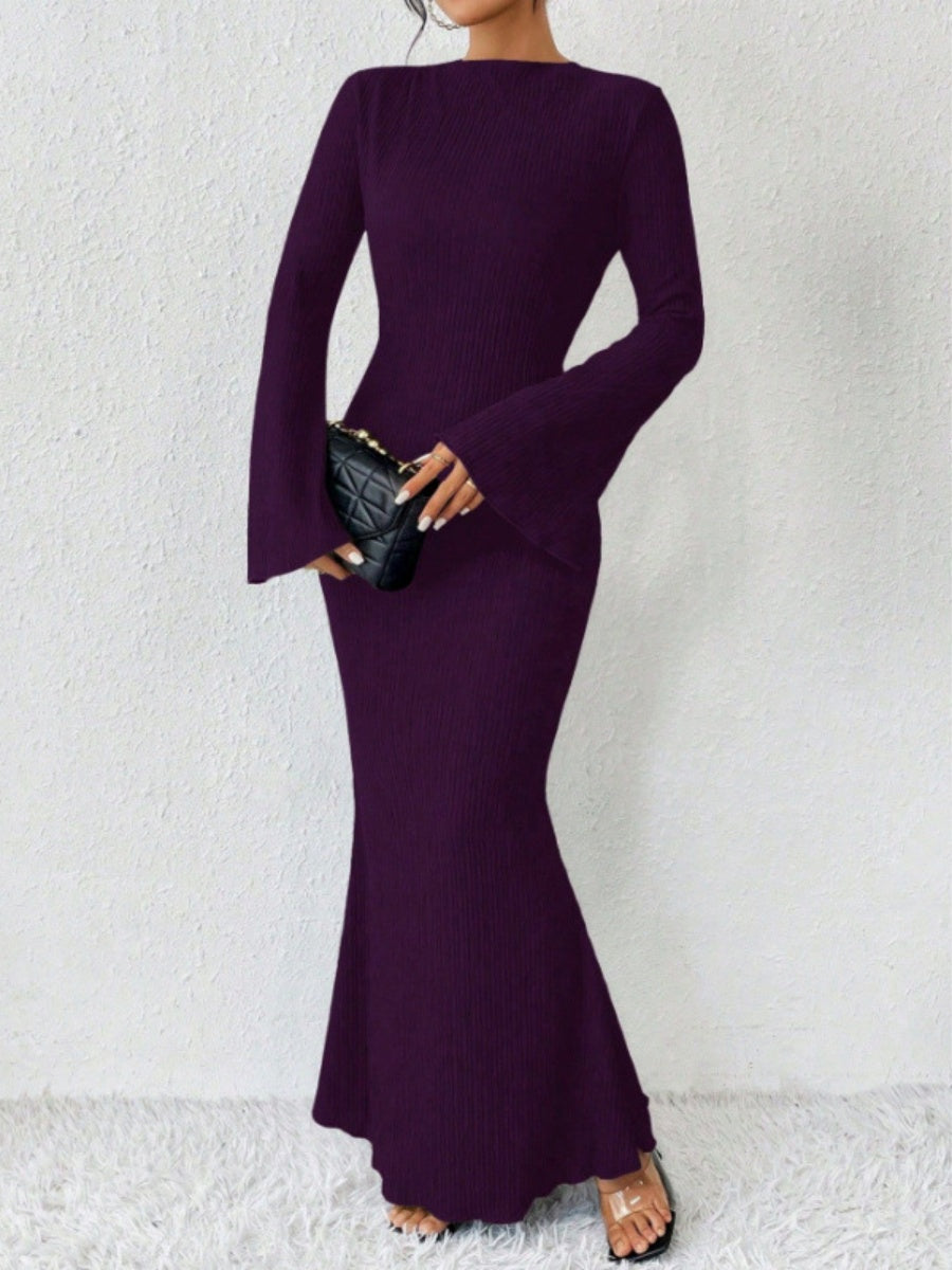 Hip-hugging Long Sleeve Slim-fit Maxi Dresses