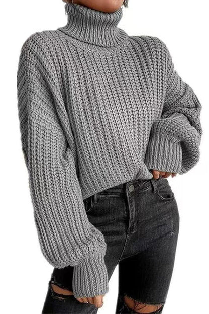 Margovil Turtleneck Drop Shoulder Comfy Pullover Sweater